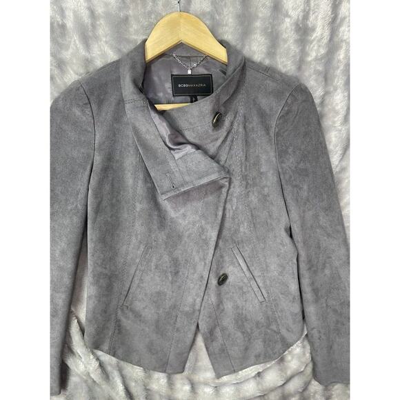 BCBG Maxazria Grey Faux Suede Jacke / coat Women's Size XS - Picture 2 of 4
